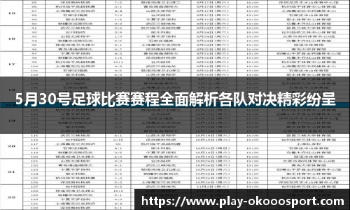 5月30号足球比赛赛程全面解析各队对决精彩纷呈